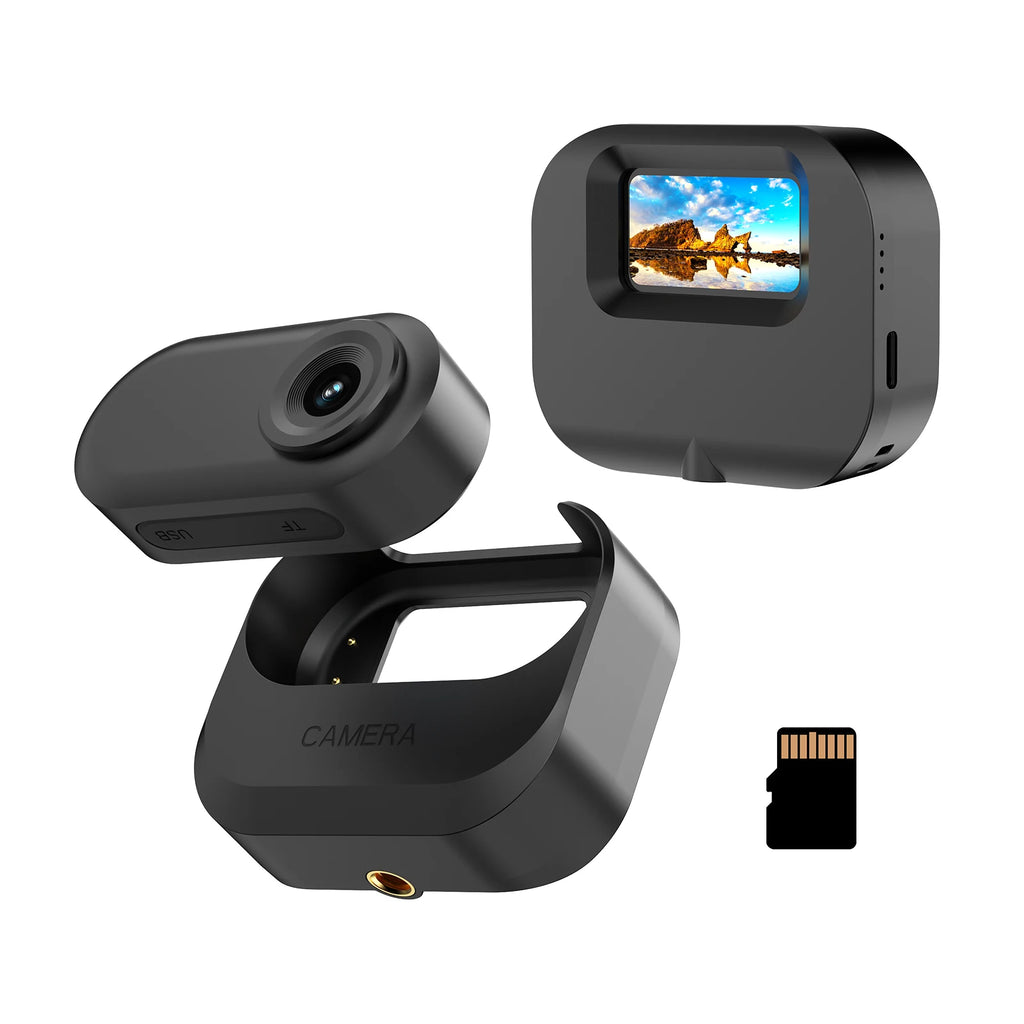 1080P Mini Sports Camera Tiny Action Camera with 1.47 Inch IPS Screen 130° Wide Angle Lens with Battery Charging Case 32GB TF Ca