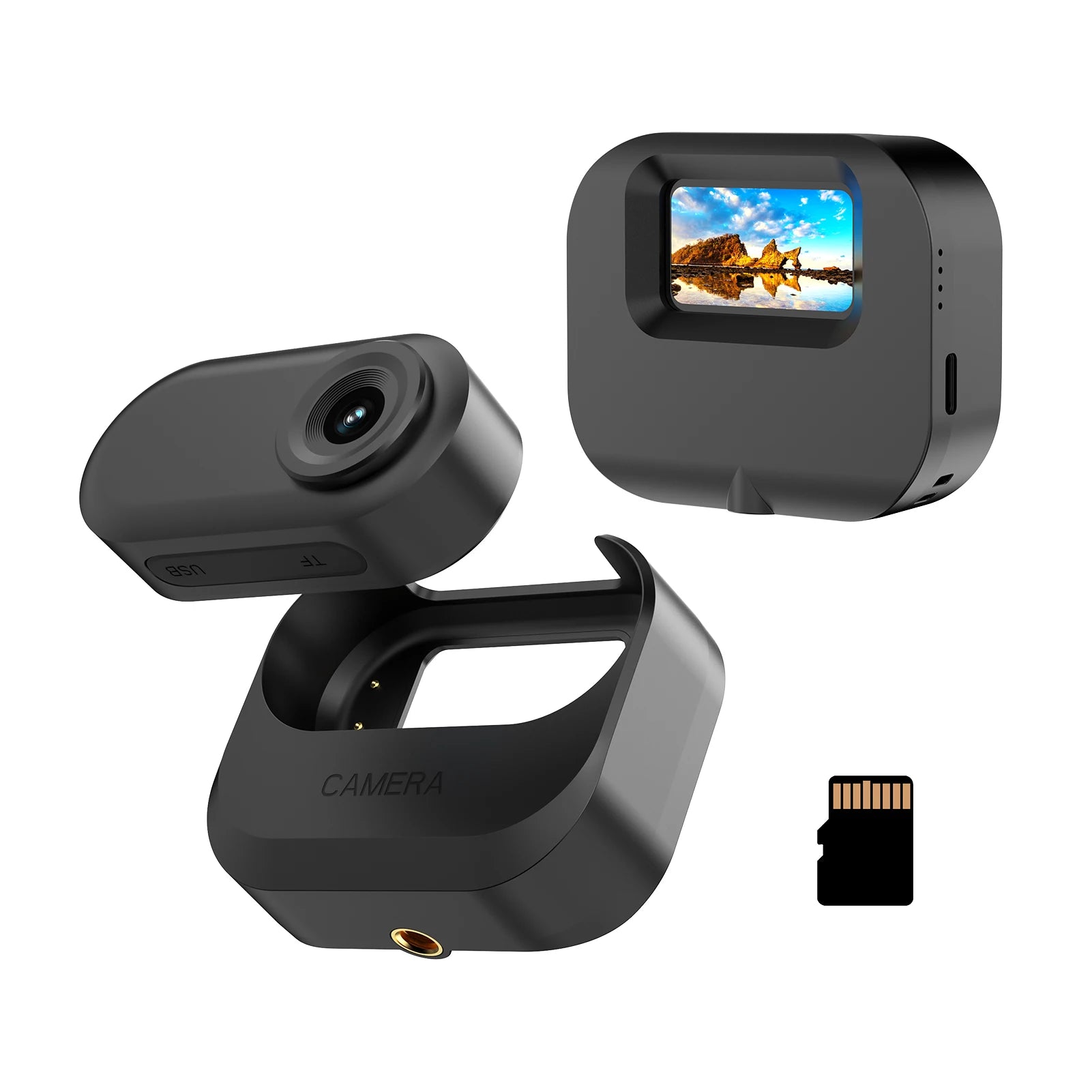 1080P Mini Sports Camera Tiny Action Camera with 1.47 Inch IPS Screen 130° Wide Angle Lens with Battery Charging Case 32GB TF Ca