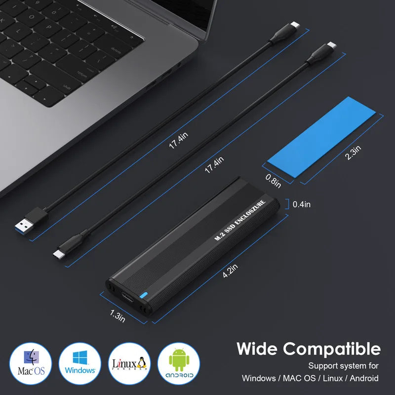 10Gbps M.2 NVMe SSD Enclosure Dual Protocol NVME SATA M.2 to USB Type C 3.1 SSD Adapter for NVME PCIE NGFF SATA SSD Disk Box