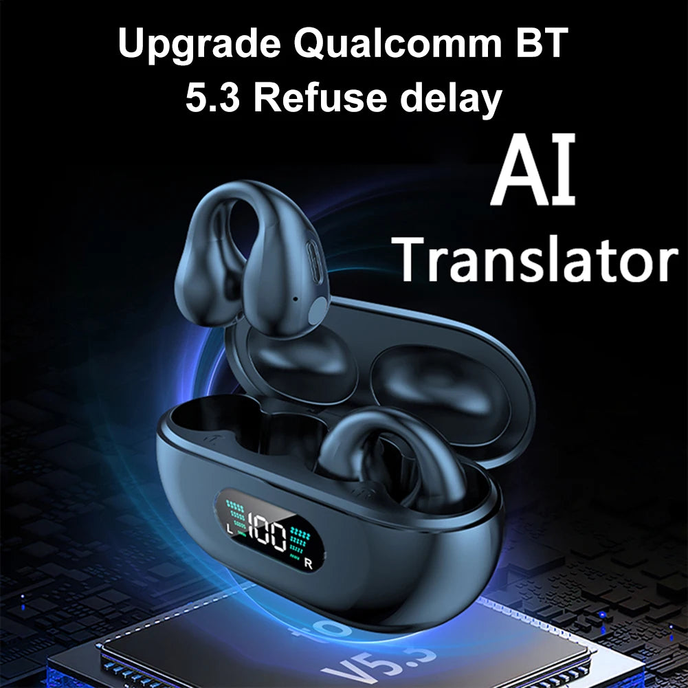 144 Languages Translation Earphones Ear Clip AI Translator Earbuds Intelligent Translate Earbuds for Travel Business Learning