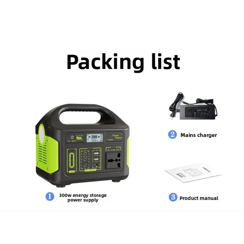 300w outdoor energy storage power supply 204.8wh/256whmovable power supply 220v 110v emergency camping style self-driving