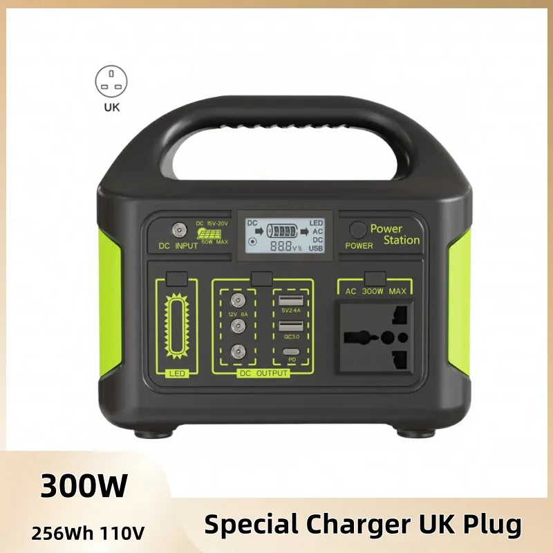 300w outdoor energy storage power supply 204.8wh/256whmovable power supply 220v 110v emergency camping style self-driving