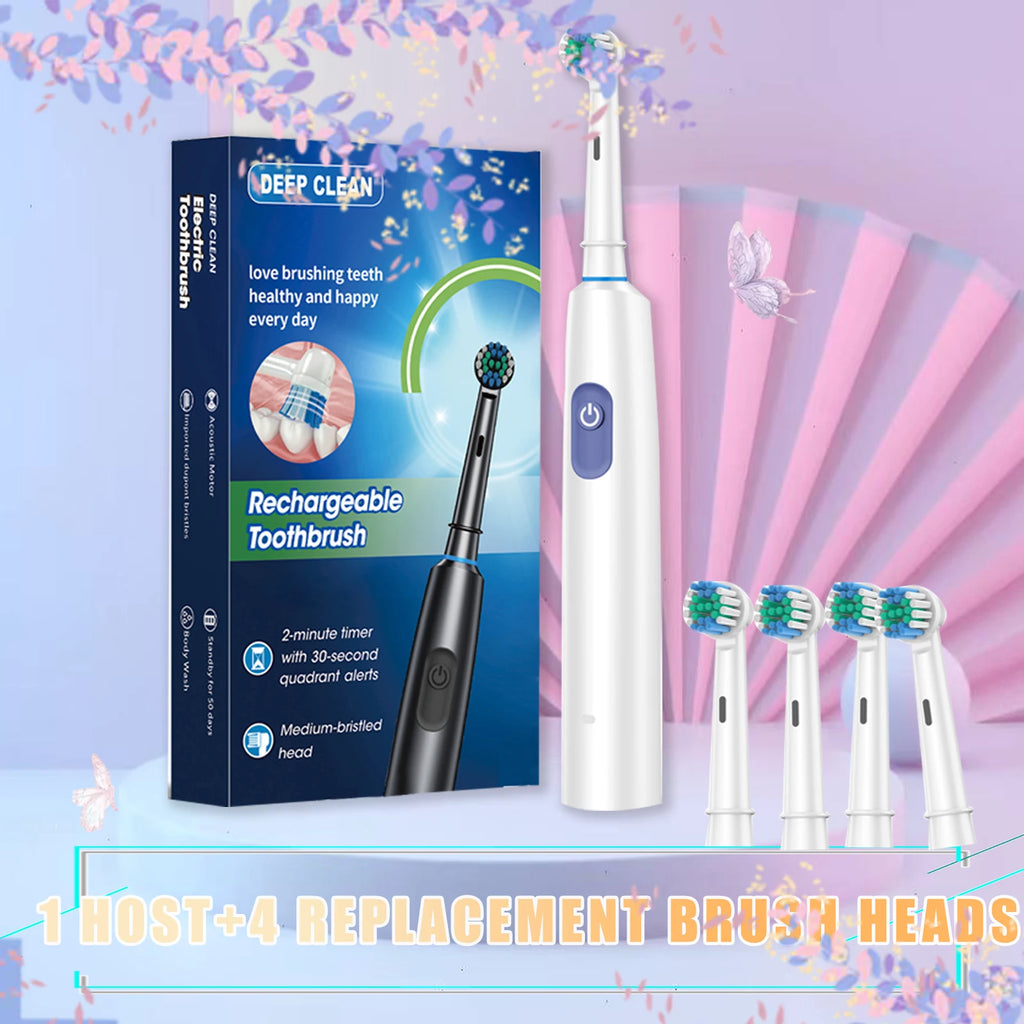Cleaning teeth -5 charging modes for adult electric toothbrushes and 4 toothbrush heads for replacing brush heads