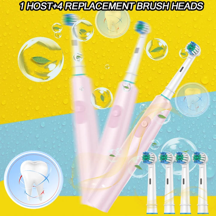 Cleaning teeth -5 charging modes for adult electric toothbrushes and 4 toothbrush heads for replacing brush heads
