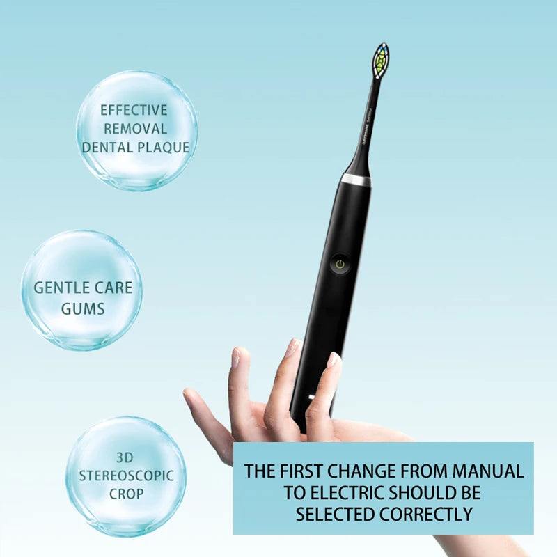 Cleaning teeth -5 charging modes for adult electric toothbrushes and 4 toothbrush heads for replacing brush heads