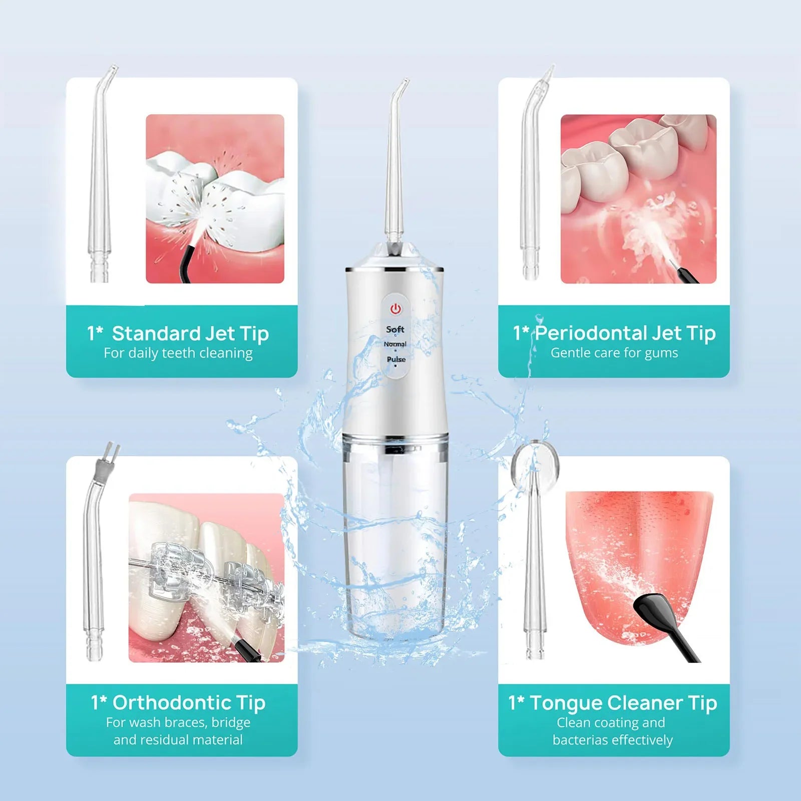 Cordless Portable Teeth Water Irrigator Dental Flosser Travel Waterproof Rechargeable Cleaner Ipx7 Home Oral Irigator Waterpick