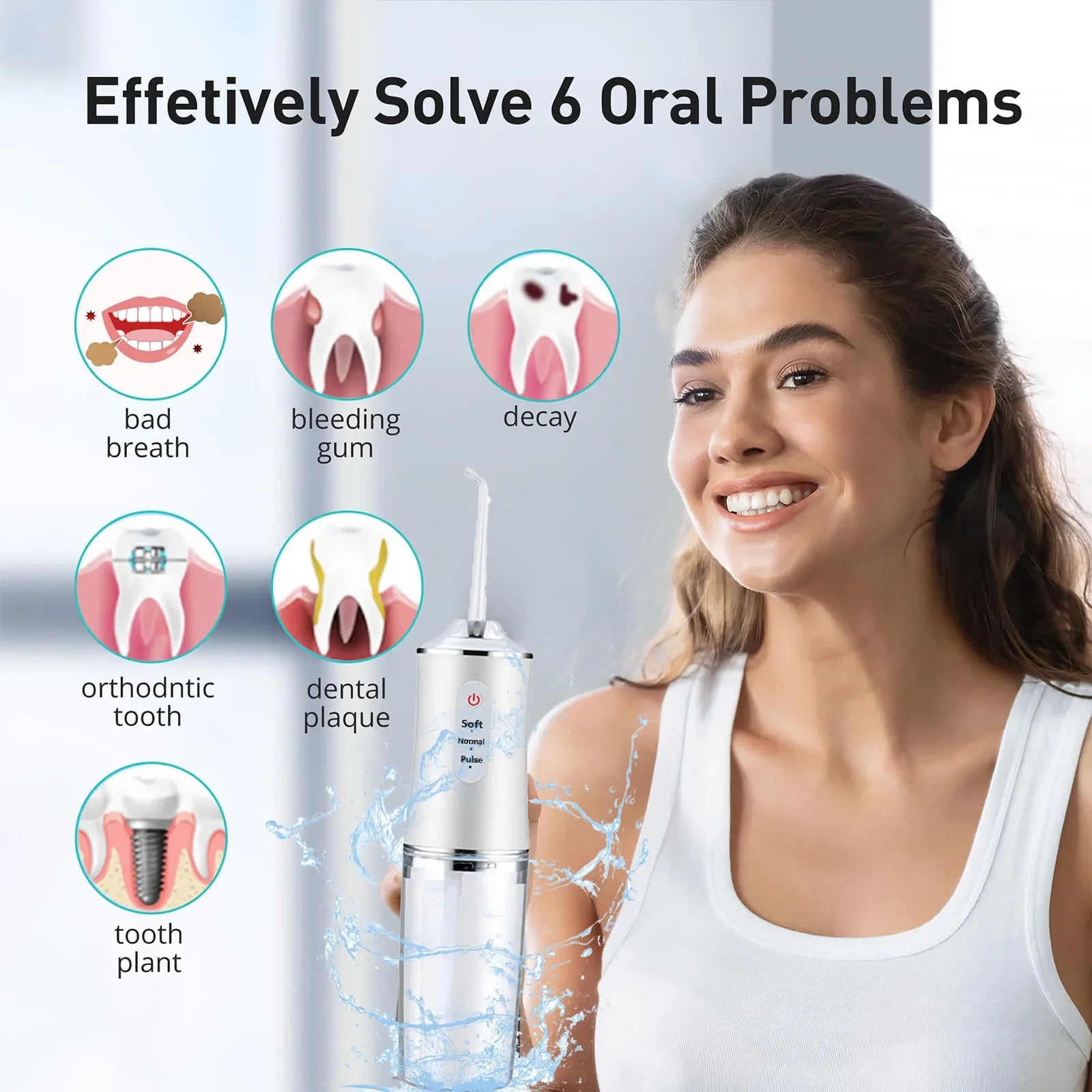 Cordless Portable Teeth Water Irrigator Dental Flosser Travel Waterproof Rechargeable Cleaner Ipx7 Home Oral Irigator Waterpick