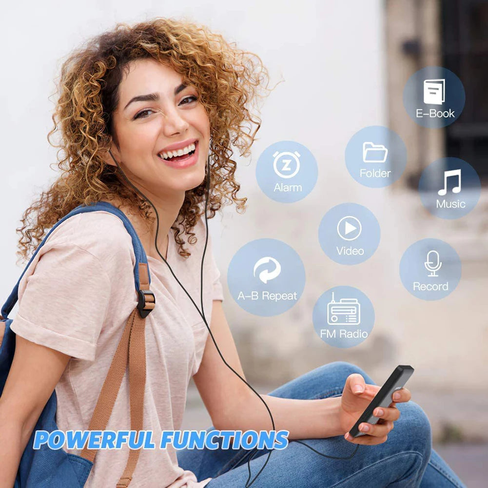 MP3 Player Type-C HiFi Lossless Music Player Bluetooth-Compatible5.0 Student Walkman Support FM Radio E-Book Recording for Kids