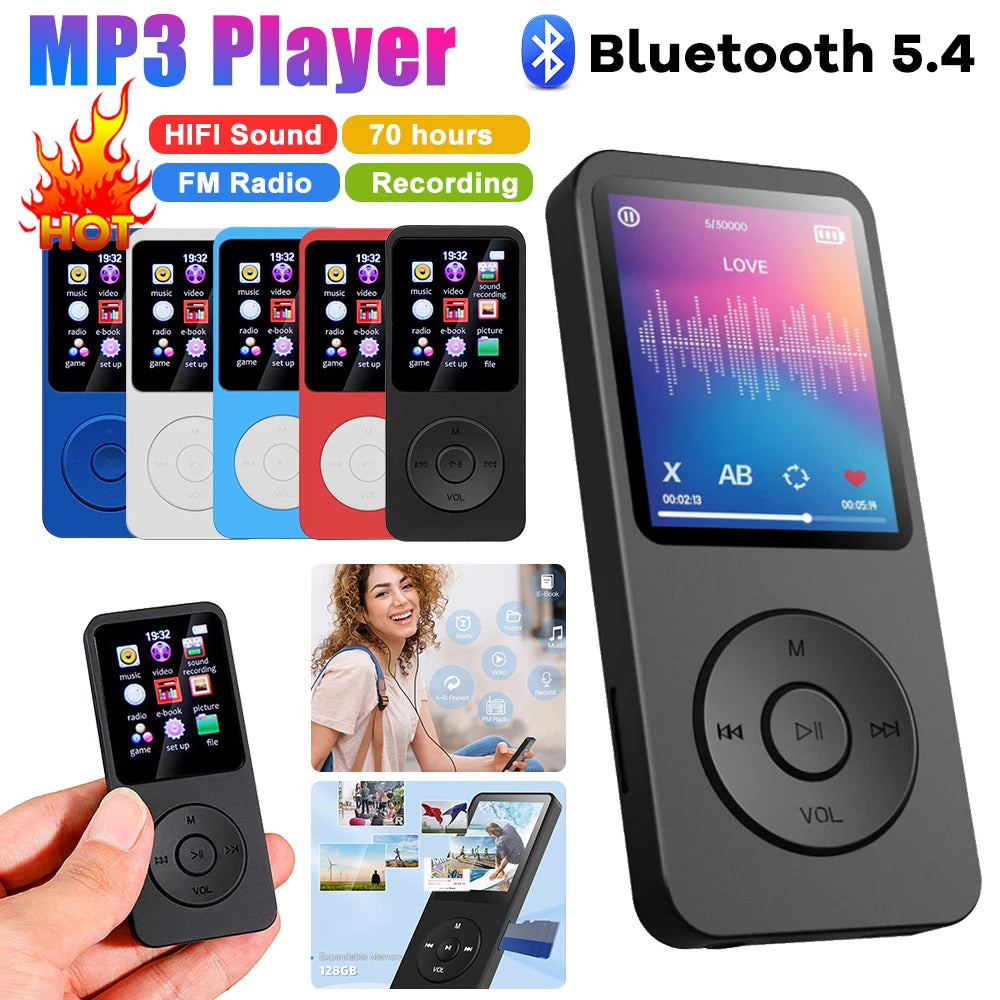 MP3 Player Type-C HiFi Lossless Music Player Bluetooth-Compatible5.0 Student Walkman Support FM Radio E-Book Recording for Kids