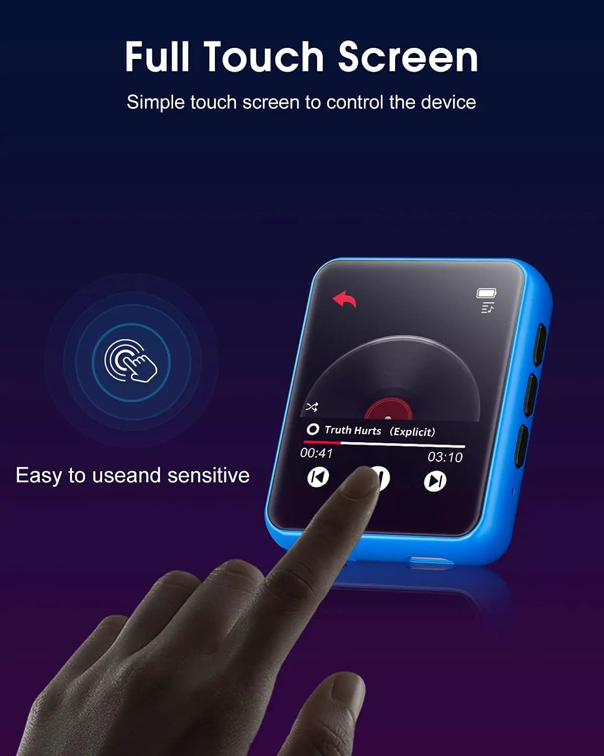 MP3 Player with Bluetooth 5.0 Portable HiFi Lossless Sound MP3 Music Player and FM Radio Recorder E-Book 2.4 inch Screen Maximum
