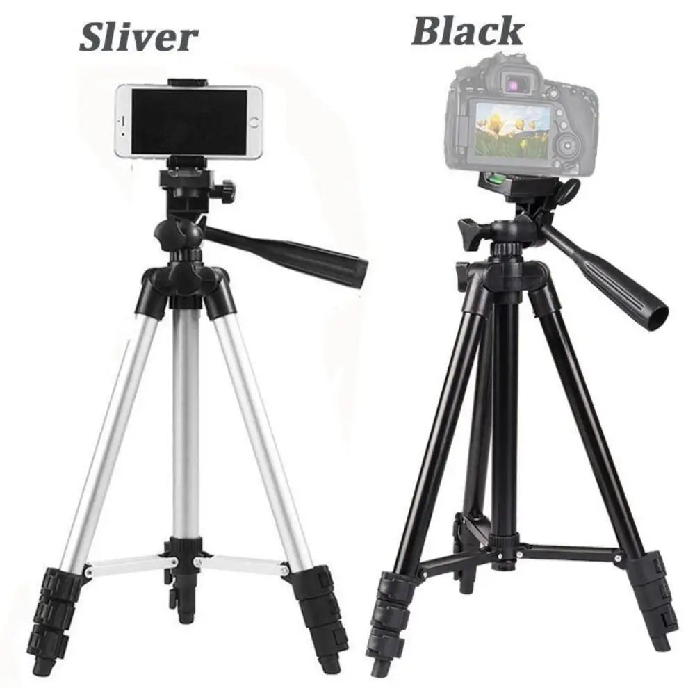 Phone Tripod Stand Cell Phone Selfie Stick Tripod with Phone Holder Extendable Metal Tripod Compatible with Smartphone Camera