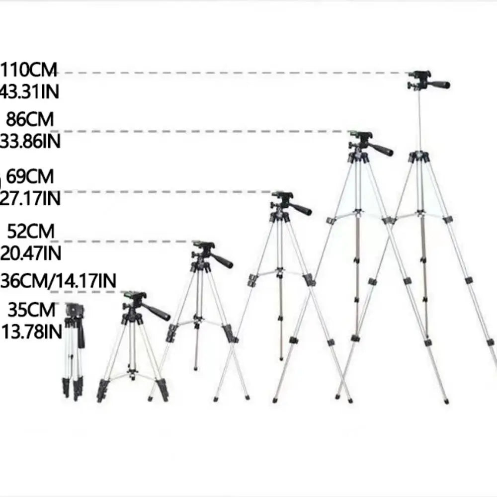 Phone Tripod Stand Cell Phone Selfie Stick Tripod with Phone Holder Extendable Metal Tripod Compatible with Smartphone Camera