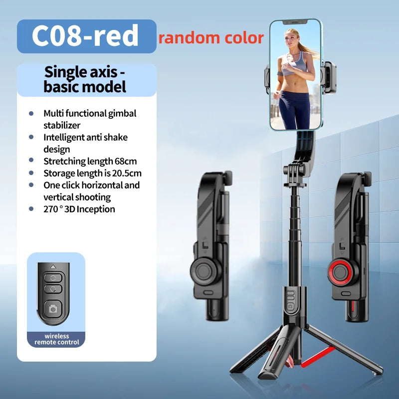 Roreta 2025 NEW Gimbal Stabilizer Selfie Stick Foldable Wireless Tripod with Bluetooth Shutter Monopod for IOS Android