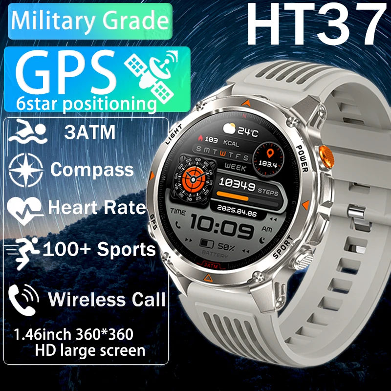 2025 New Professional GPS Sports Smart Watch Men 1.46"HD Screen 3ATM Compass  Popular Outdoors Bluetooth Call Men Smart Watch