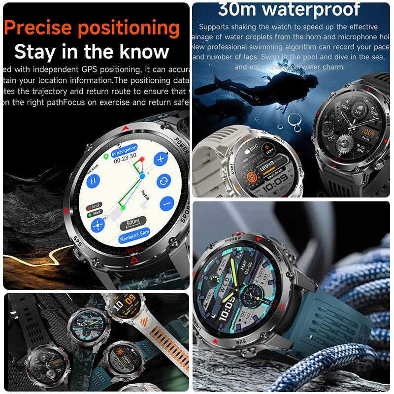 2025 New Professional GPS Sports Smart Watch Men 1.46"HD Screen 3ATM Compass  Popular Outdoors Bluetooth Call Men Smart Watch
